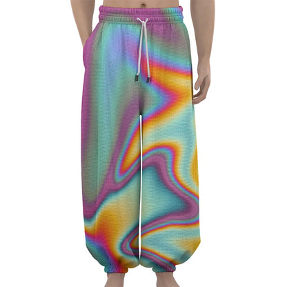 Liquid Holographic Trippy Print Lantern Pants