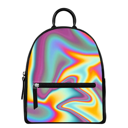 Liquid Holographic Trippy Print Leather Backpack