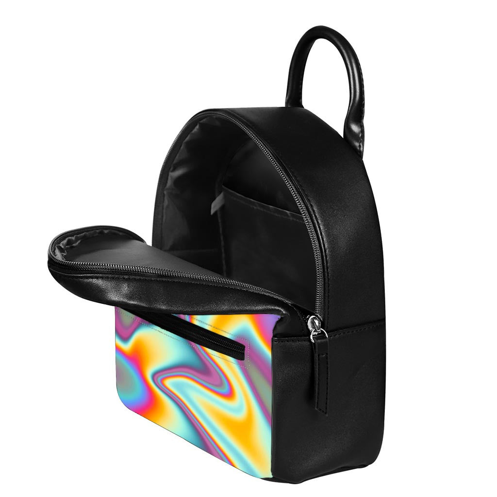 Liquid Holographic Trippy Print Leather Backpack