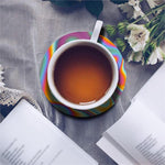 Liquid Holographic Trippy Print Leather Coaster Set