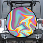 Liquid Holographic Trippy Print Leather Spare Tire Cover
