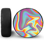 Liquid Holographic Trippy Print Leather Spare Tire Cover