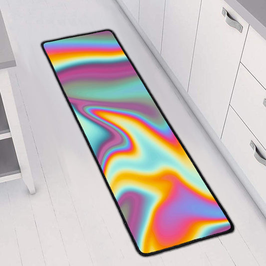 Liquid Holographic Trippy Print Long Kitchen Mat