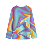 Liquid Holographic Trippy Print Long Sleeve Short Coat