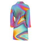 Liquid Holographic Trippy Print Men's Bathrobe