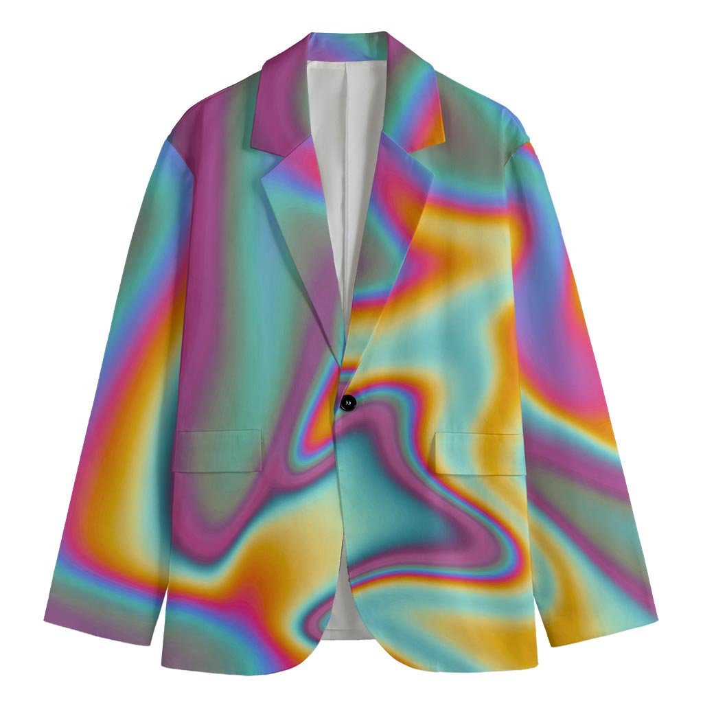 Liquid Holographic Trippy Print Men's Blazer