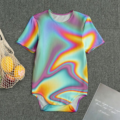 Liquid Holographic Trippy Print Men's Bodysuit