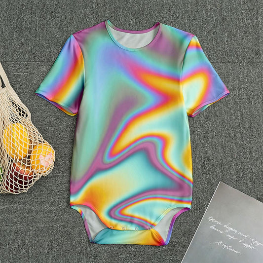 Liquid Holographic Trippy Print Men's Bodysuit