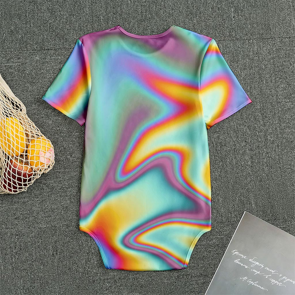 Liquid Holographic Trippy Print Men's Bodysuit