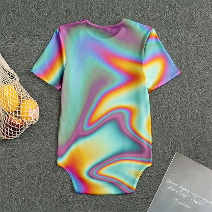 Liquid Holographic Trippy Print Men's Bodysuit