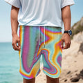 Liquid Holographic Trippy Print Men's Cargo Shorts