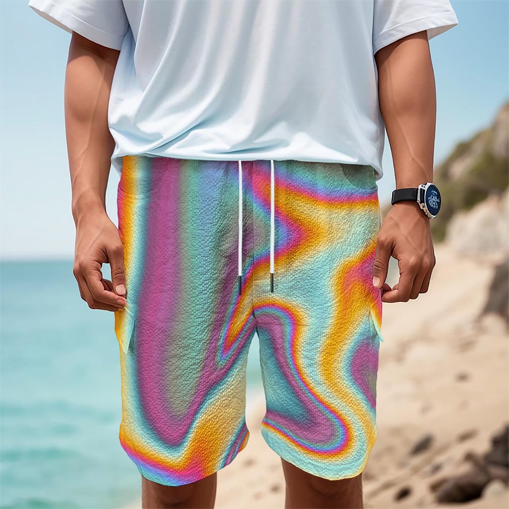 Liquid Holographic Trippy Print Men's Cargo Shorts