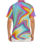 Liquid Holographic Trippy Print Men's Deep V-Neck Shirt