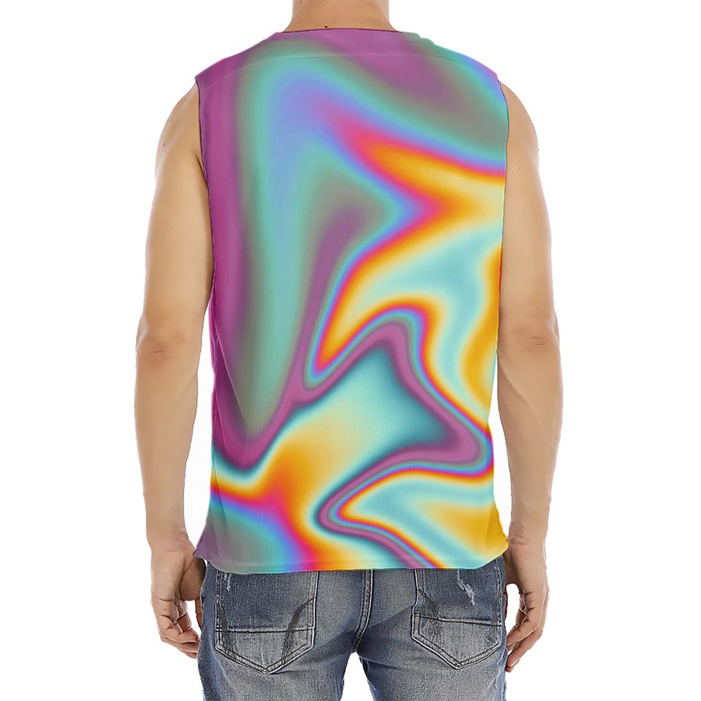 Liquid Holographic Trippy Print Men's Fitness Tank Top