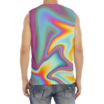 Liquid Holographic Trippy Print Men's Fitness Tank Top