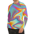 Liquid Holographic Trippy Print Men's Long Sleeve Rash Guard
