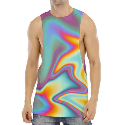 Liquid Holographic Trippy Print Men's Muscle Tank Top