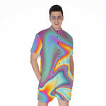 Liquid Holographic Trippy Print Men's Rompers