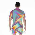 Liquid Holographic Trippy Print Men's Rompers