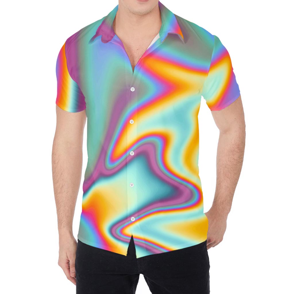 Liquid Holographic Trippy Print Men's Shirt