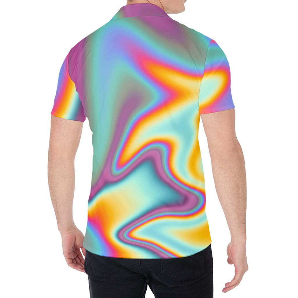 Liquid Holographic Trippy Print Men's Shirt