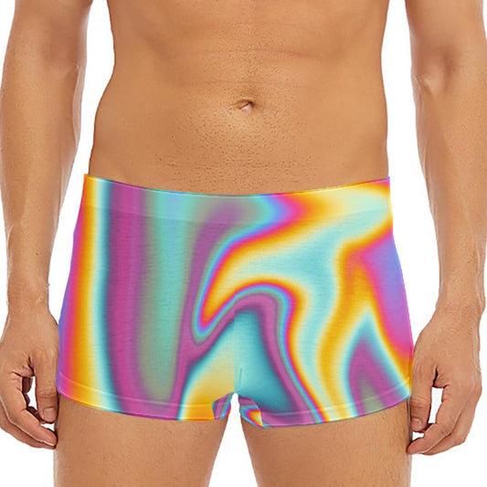 Liquid Holographic Trippy Print Men's Short Boxer Briefs