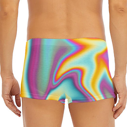Liquid Holographic Trippy Print Men's Short Boxer Briefs