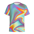 Liquid Holographic Trippy Print Men's Athletic T-Shirt