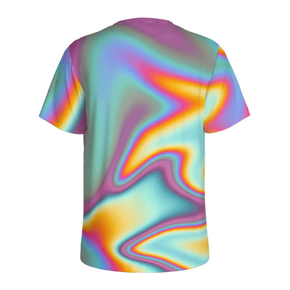 Liquid Holographic Trippy Print Men's Sports T-Shirt
