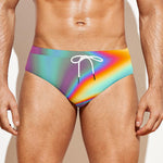 Liquid Holographic Trippy Print Men's Swim Briefs