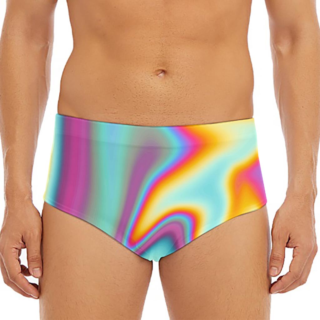 Liquid Holographic Trippy Print Men's Triangle Swim Briefs