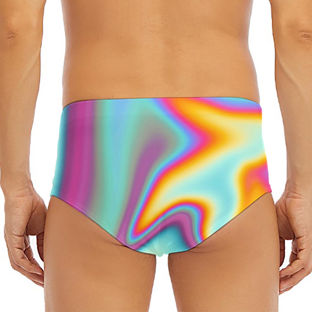 Liquid Holographic Trippy Print Men's Triangle Swim Briefs