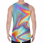 Liquid Holographic Trippy Print Men's Velvet Tank Top