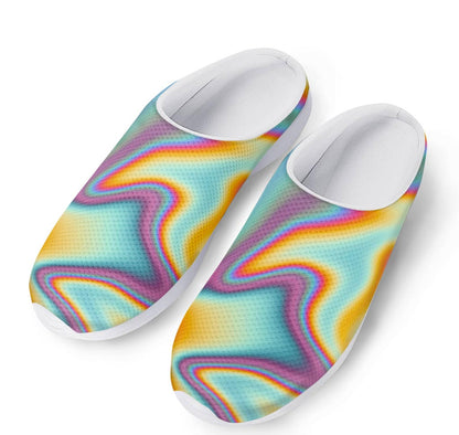 Liquid Holographic Trippy Print Mesh Casual Shoes