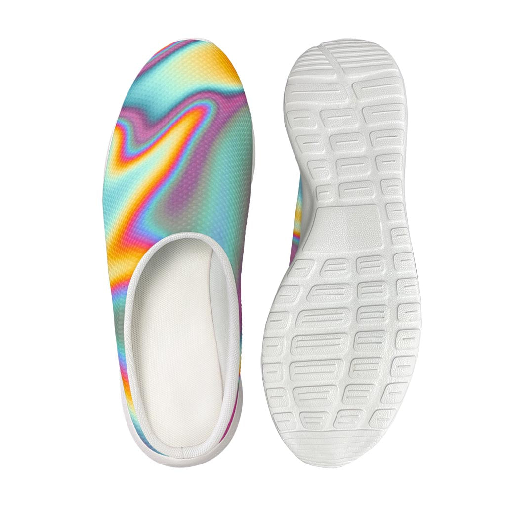Liquid Holographic Trippy Print Mesh Casual Shoes