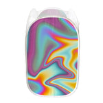 Liquid Holographic Trippy Print Mesh Laundry Hamper