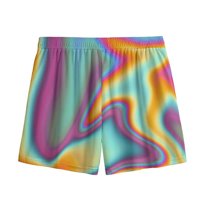 Liquid Holographic Trippy Print Mesh Shorts