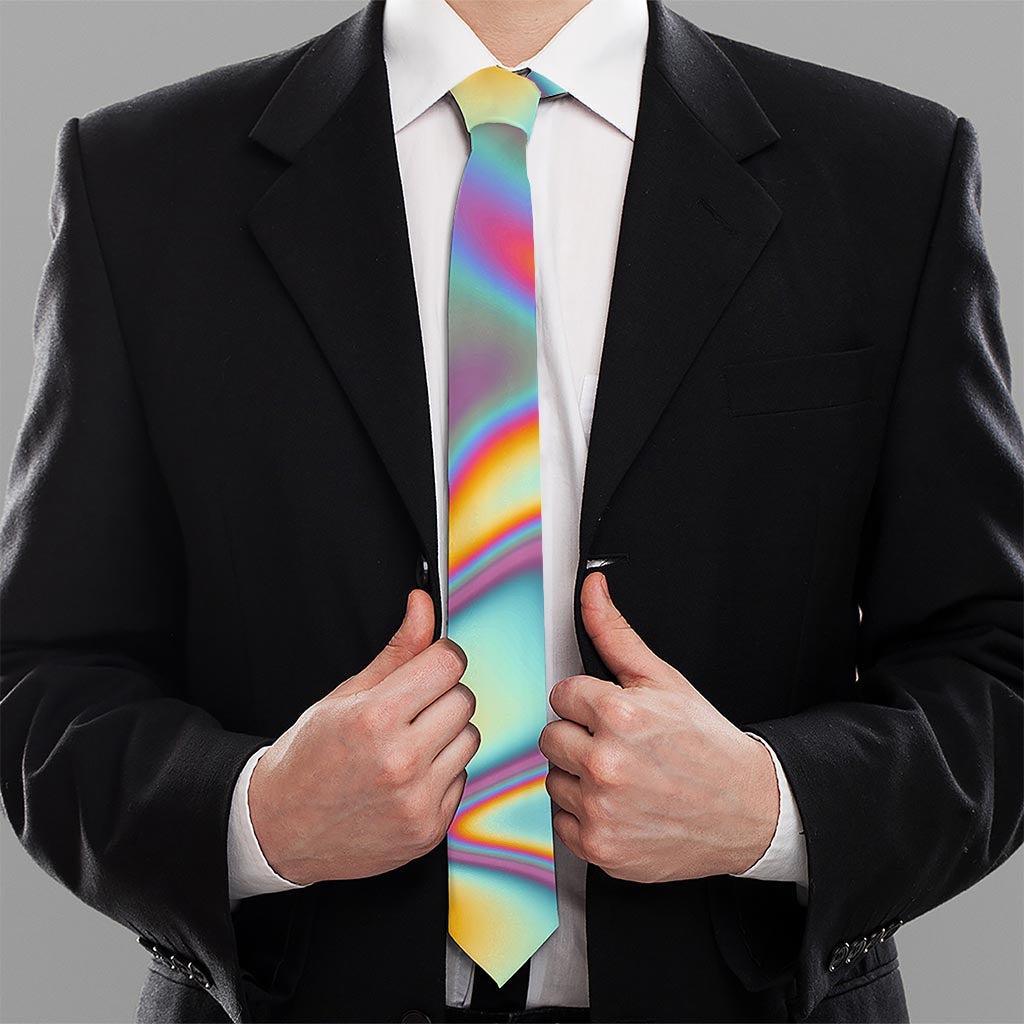 Liquid Holographic Trippy Print Necktie