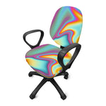 Liquid Holographic Trippy Print Office Chair Cover