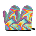 Liquid Holographic Trippy Print Oven Mitts