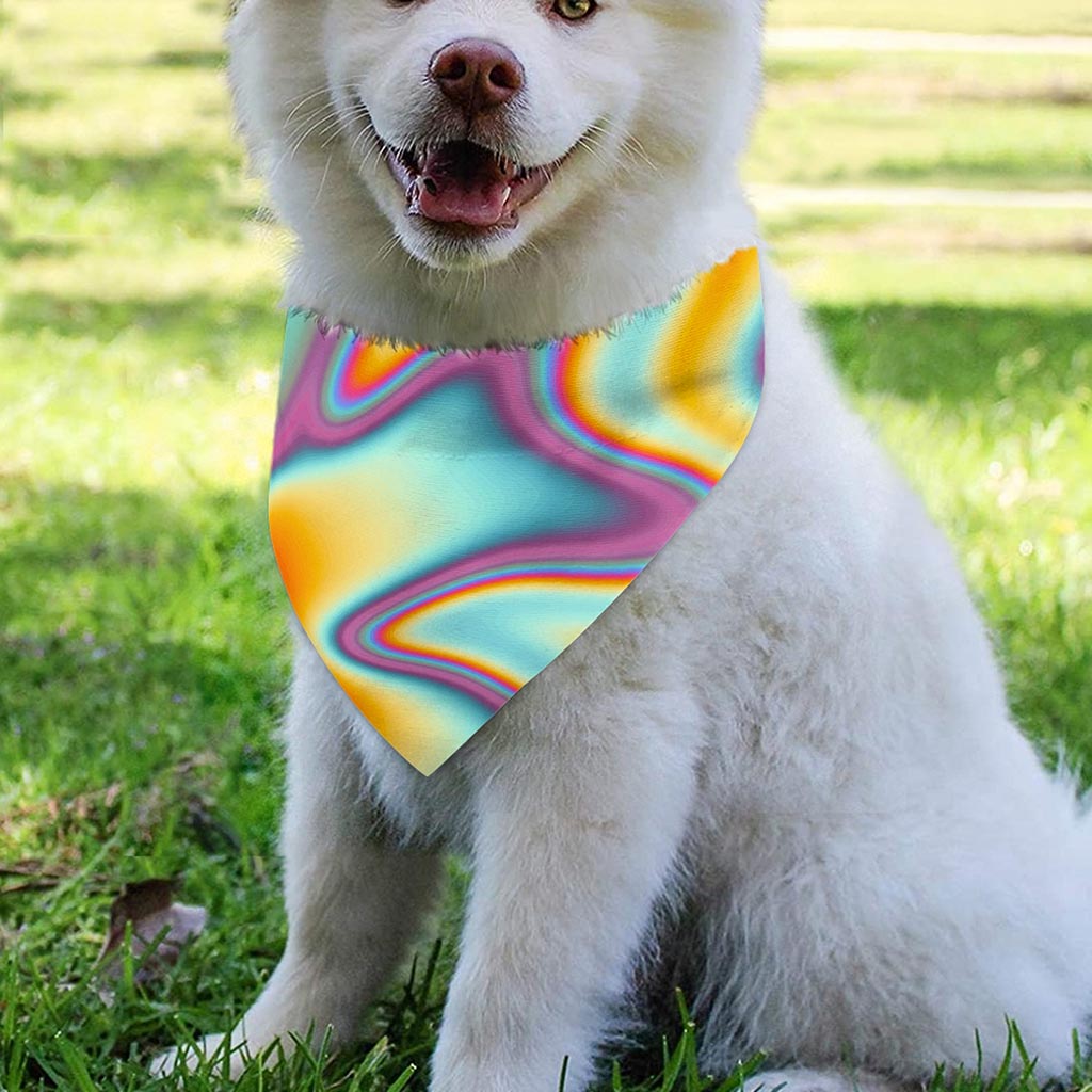 Liquid Holographic Trippy Print Over The Collar Dog Bandana