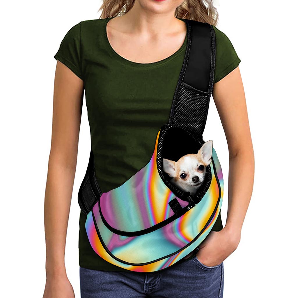 Liquid Holographic Trippy Print Pet Sling Carrier