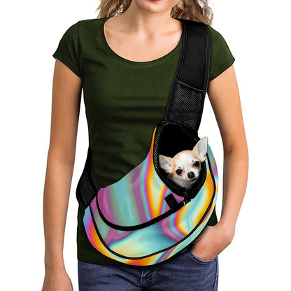 Liquid Holographic Trippy Print Pet Sling Carrier