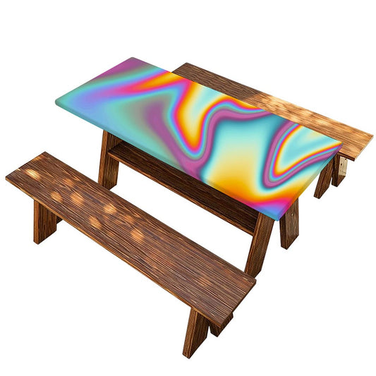 Liquid Holographic Trippy Print Picnic Table Cover