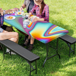Liquid Holographic Trippy Print Picnic Table Cover