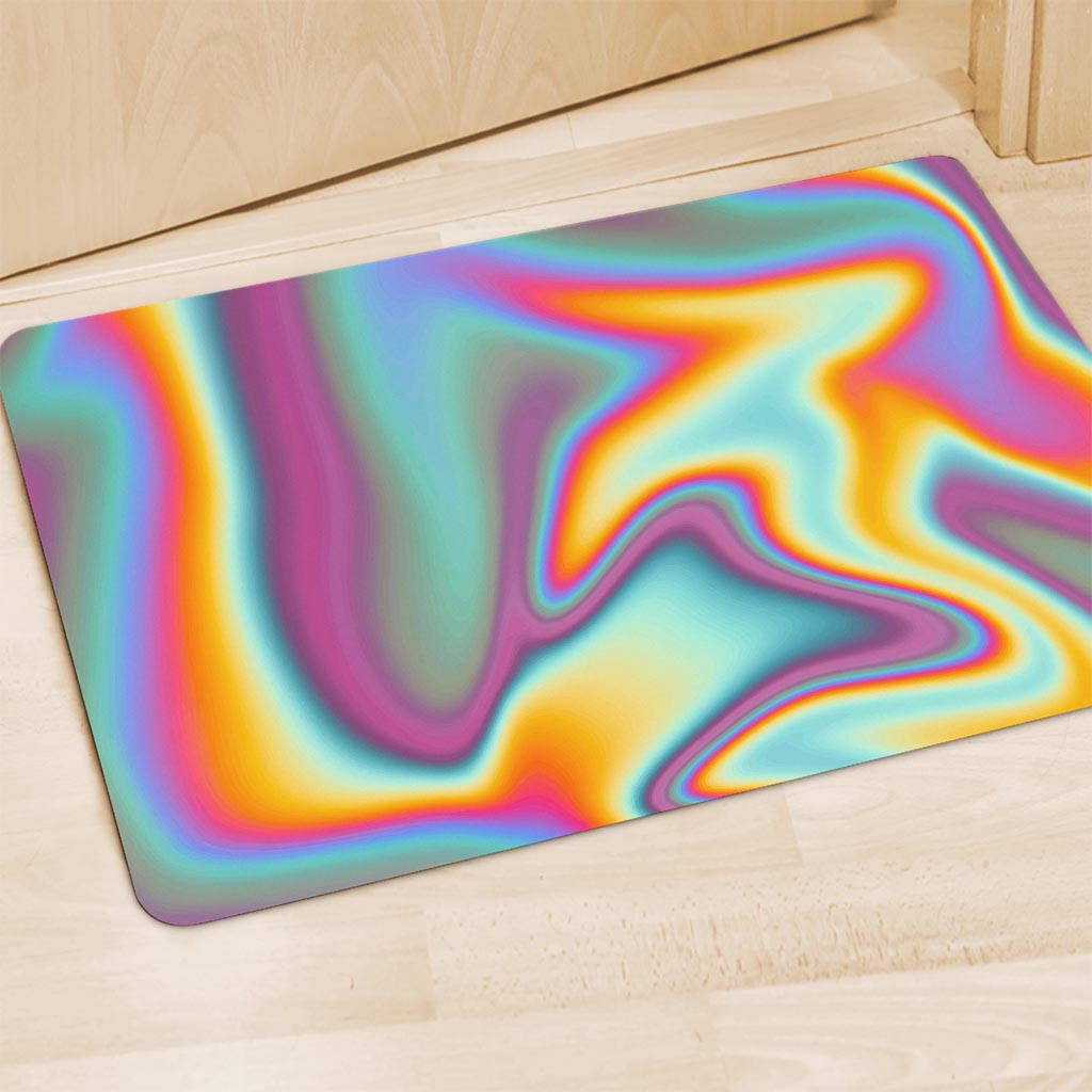 Liquid Holographic Trippy Print Polyester Doormat