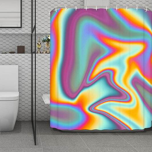 Liquid Holographic Trippy Print Polyester Shower Curtain