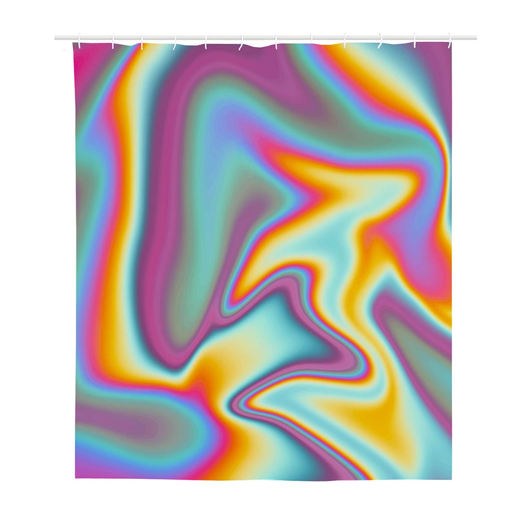 Liquid Holographic Trippy Print Polyester Shower Curtain