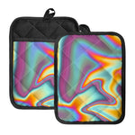 Liquid Holographic Trippy Print Pot Holders With Pocket