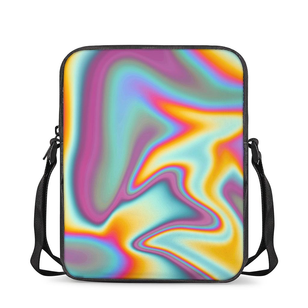 Liquid Holographic Trippy Print Rectangular Crossbody Bag
